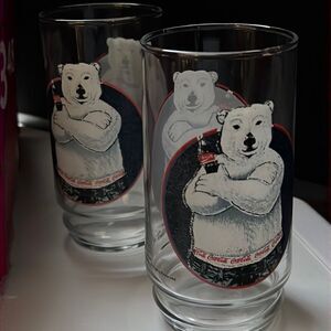Set of Two 1997 Vintage Coca Cola Glasses with Polar Bear